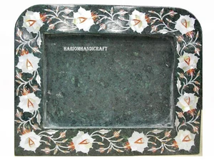Green Marble Photo Frame Mother of Pearl Gems Inlay Gifts for Father's Day H2540 - Picture 1 of 4