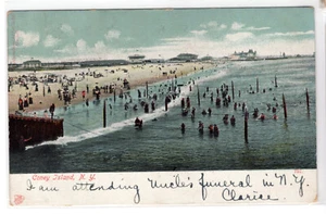 Strandszene, Coney Island, PM 1907 - siehe Scan - Bild 1 von 2