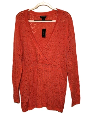Lane Bryant свитер v-образным вырезом открытый трикотажа длинные рукава оранжевый размер 18/20 - Изображение 1 из 4