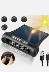 Wireless Solar TPMS LCD Car Tire Pressure Monitoring System + 4 External Sensors - Picture 1 of 12