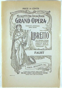 DE COLECCIÓN Fred Rullman FAUST GOUNOD 54 Páginas GouMETROPOLITAN OPERA HOUSE - Imagen 1 de 5
