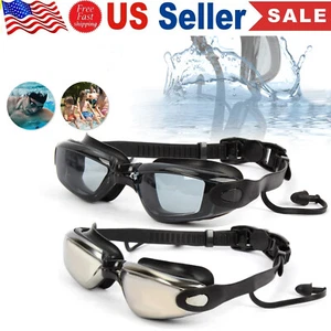 Professional Swimming Goggles Anti-fog UV Protection Swim Glasses With Earplug - Picture 1 of 14