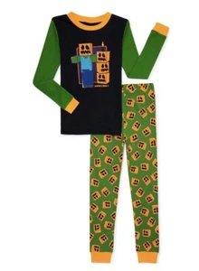 Minecraft Halloween Pajamas Set Kids Size 6 Pumpkin Zombie Sleepwear Gaming - Picture 1 of 1