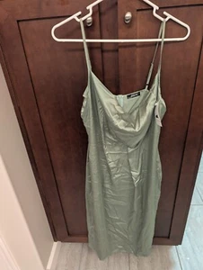 Midi Satin-like Adjustable Spaghetti Strap Dress with v-neck XL - Picture 1 of 14