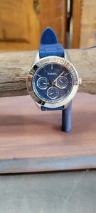 Ladies/mens Fossil Stella ES-2872 Blue Multi Dial SS Silicone Quartz Watch - Picture 1 of 6