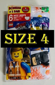 LEGO Movie 2, Boys Underwear, 5 Pack + 1 Bonus Briefs - Size 4 - Picture 1 of 3