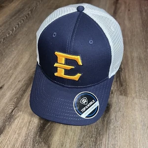 East Tennessee State University Snapback Hat White Blue Mesh Trucker Patch Logo - Picture 1 of 6