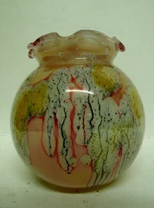Simron "painted desert" Art Glass Vase vgc (4" x 4") - hand painted in Israel - Picture 1 of 7
