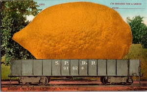 Postal I'm Sending You A Lemon Exageration espalda dividida sin publicar 1910 - Imagen 1 de 2