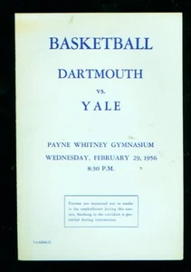 *1956 (Feb. 29) Dartmouth vs. Yale 4-page college basketball program - Picture 1 of 1