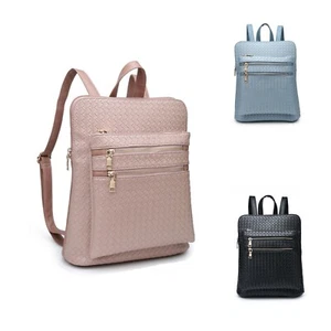 Mochila Mujer Niña Cuero Sintético Mediana Boutique Patrón Tejido Delgado Reino Unido - Imagen 1 de 6