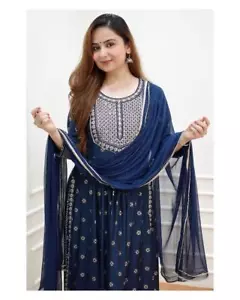 Hermoso pantalón kurta paquistaní corte aliya bordado con túnica elegante dupatta - Imagen 1 de 5