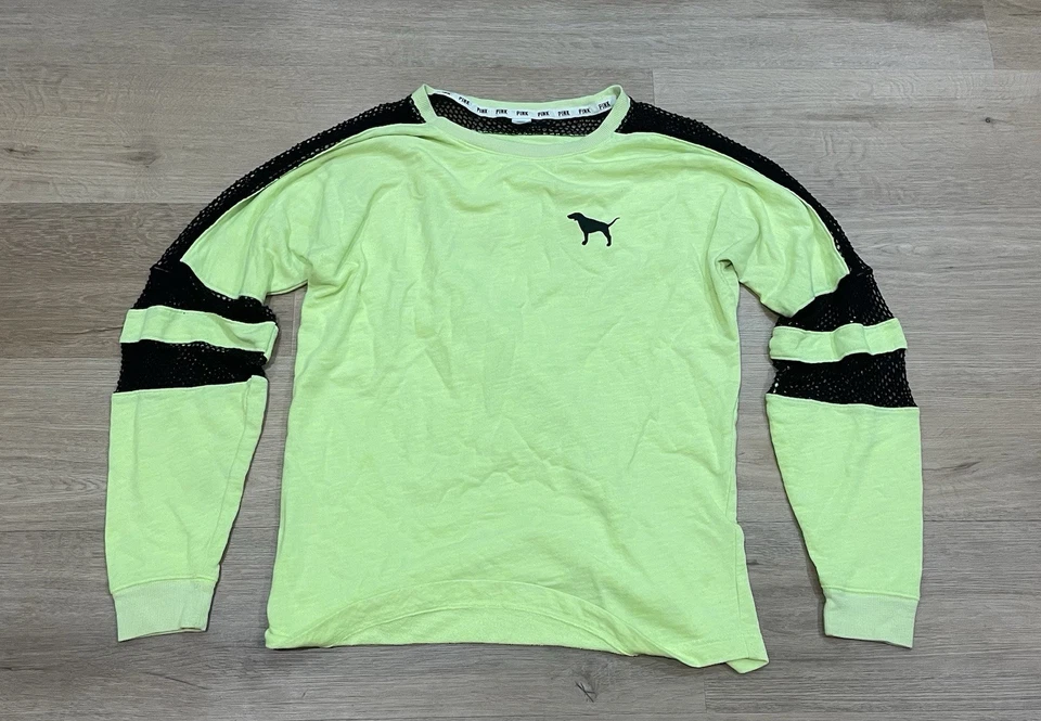 Victoria's Secret розовый графический неоновый Varsity экипажа большого размера сетки толстовка размер M - Изображение 1 из 4