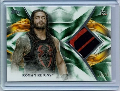 2019 Topps WWE Undisputed ROMAN REIGNS Green Shirt Relic #33/50 - Image 1 of 2