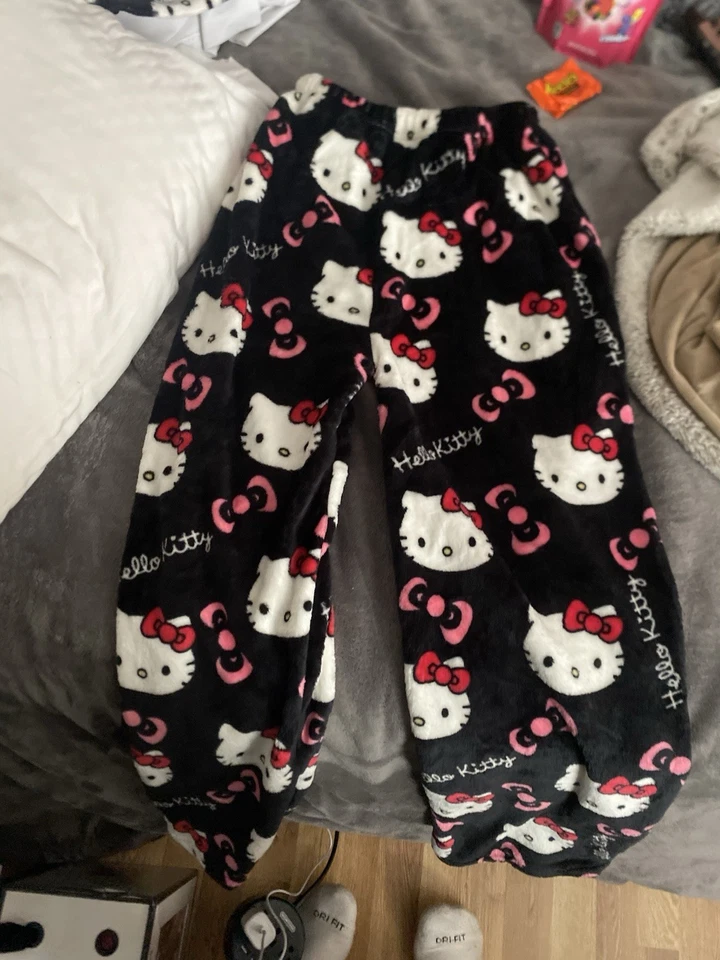 Hello Kitty Pajamas Bottoms Cute Y2K Pink White Black Kawaii Comfort Women - Image 1 of 1
