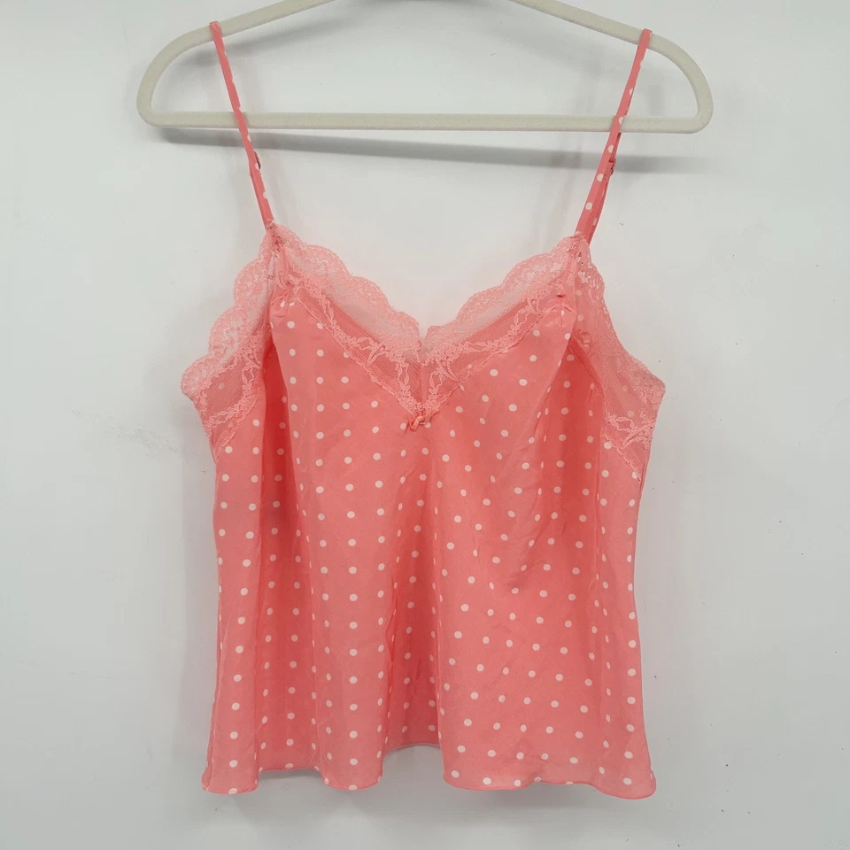 Warners Originals женщин Y2K винтажный в горошек кружева отделки Cami верхний размер 34 коралл - Изображение 1 из 4