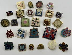 Quilt Lapel Pins Quilter's Festivals Shows Shops, Designs, Lot of 27 DMAQG AQS - Picture 1 of 7