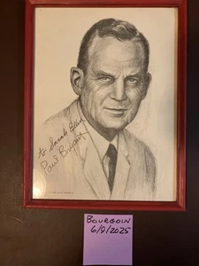Bear Bryant Pencil Art The Bear Autographed to Sarah Ellen - Picture 1 of 5