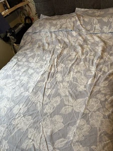 Light Blue Floral Double Quilt Cover + 2 Pillow Cases - Picture 1 of 3