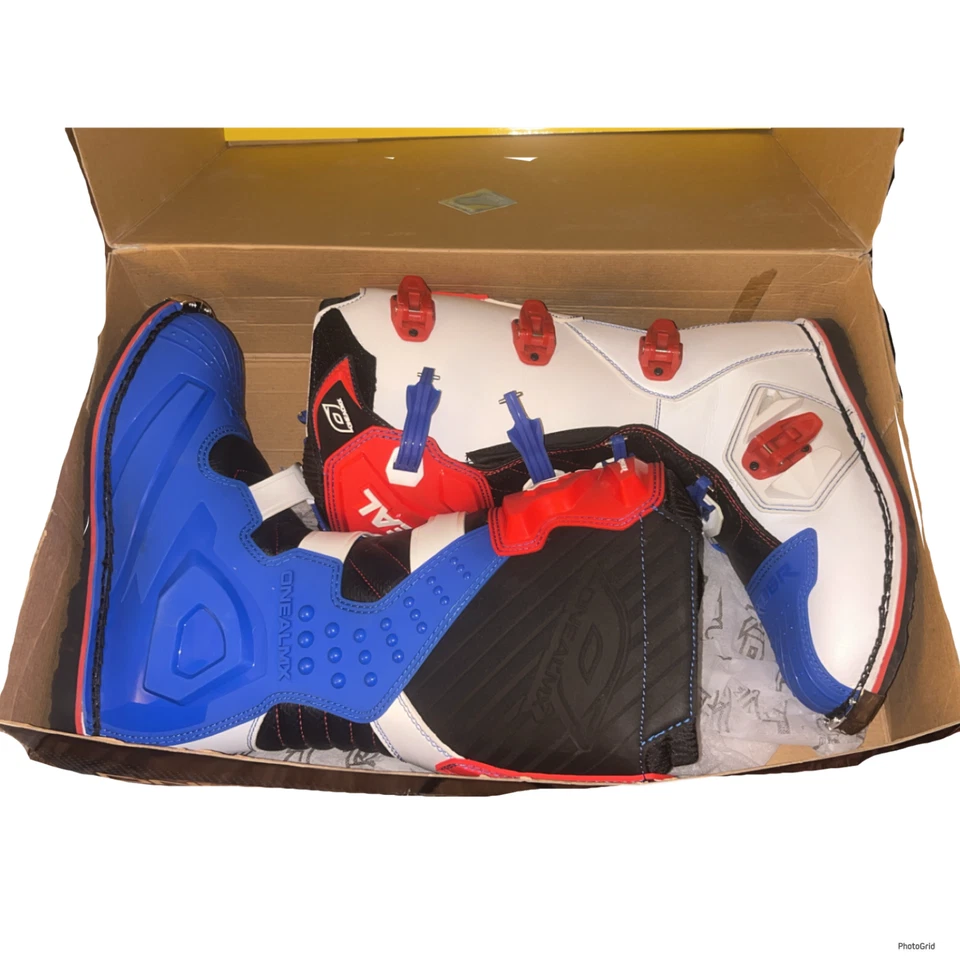 🔥O'Neal Rider MX Motocross Motocross Para Hombres EE. UU. 13 Rojo Blanco Azul Suela Goodyear Caja Foto 1 de 4