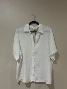 A. Ren 100% Linen Short sleeve Button Down Top- Size Small - Picture 1 of 3