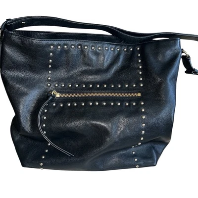 Cole Haan Purse Black Leather Gold Studded Large Hobo Shoulder Bag Vintage - Image 1 of 4