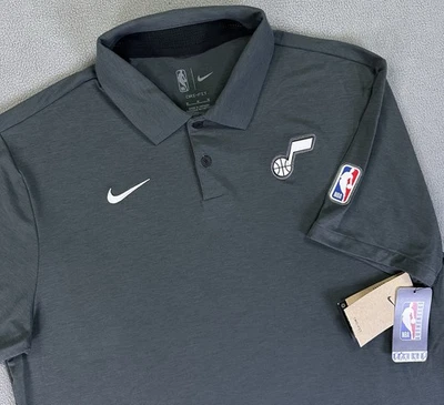 Utah Jazz Nike Polo Shirt Mens Medium Grey Micro Pique 2.0 NBA Dri Fit New - Image 1 of 4