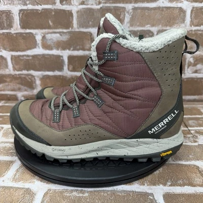 Merrell Antora 防水运动鞋 徒步雪地靴 栗色 棕色 女式 9.5 码 — 第 1/4 张图片