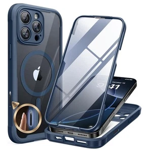 Miracase Magnetic iPhone 16 Pro Case Full-Body Phone Built-in Glass(BLUE) - Photo 1 sur 5