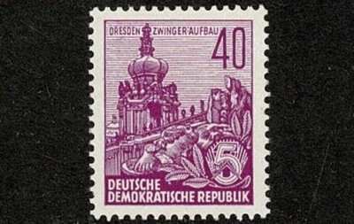 DDR 1955 Defin's 40Pfg Reddish Violet Dresden Zwinger SGE170 VF NHM -For Charity - Image 1 of 2