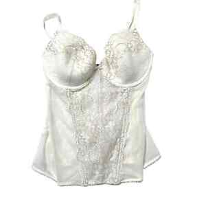 Victorias Secret lace bustier corset lingerie bra Sz 34C white gold sexy 