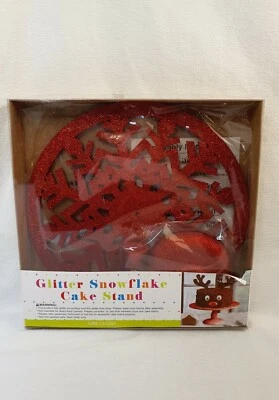 Soporte para pastel de copo de nieve con brillo rojo objetivo 11" brillante ¡NUEVO EN PAQUETE! Foto 1 de 2