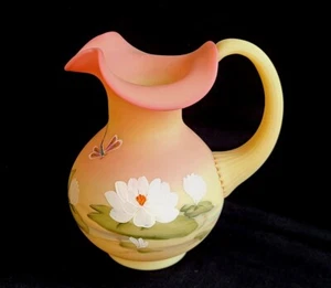 LE Fenton Burmese Connoisseur Collection Dragonfly & Water Lily Pitcher 2960 WQ - Picture 1 of 7