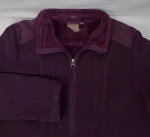 Athleta burgunderrot/rotbraun durchgehender Reißverschluss gesteppt & Stretch Strick sportliche Jacke Medium - Bild 1 von 6