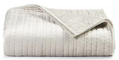 Hotel Collection Velvet Queen Coverlet Ivory Display w/defect - Image 1 of 4