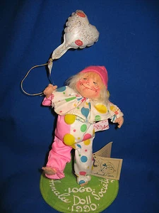 1990 Annalee Doll Society 7" Logo Clown w/P.S. I Love You Balloon MADE IN USA - Picture 1 of 4