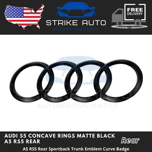 Audi S5 Concave Matte Black A5 RS5 Rear Sportback Trunk Emblem Curve Rings Badge - Picture 1 of 1