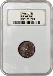 1916-D Lincoln One Cent 1c Penny NGC MS64BN "Fatty" Holder - Picture 1 of 5