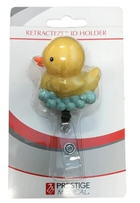 Soporte de identificación Prestige Medical Deluxe Retracteze™ con clip para Bulldog, pato amarillo  Foto 1 de 3
