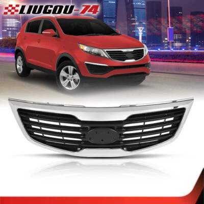 Fit For 2011-2012 Kia Sportage Chrome Shell w/ Gray Insert Plastic Grille Foto 1 de 4
