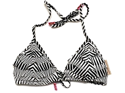 Sujetador de bikini TYR talla M negro blanco estampado de cebra con volantes capa tanga con almohadillas Top Foto 1 de 4