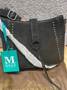 Montana West Leder verdeckte Tragetasche Druckknopf Reißverschluss geflochtene Nieten - Bild 1 von 19
