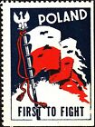 Stamp Label Poland WW2 Poster Cinderella Red Cross Czerwony Victory Flag MNH