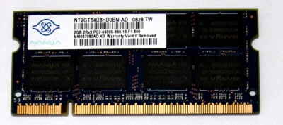 2 GB DDR2-RAM 200-pin SO-DIMM 2Rx8 PC2-6400S   'Nanya NT2GT64U8HD0BN-AD' - Photo 1/2