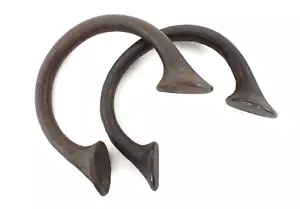 Pair 19th C Bronze Okpoho Currency Bracelets Horseshoe AfricanTribal Jewelry #26 - Picture 1 of 10