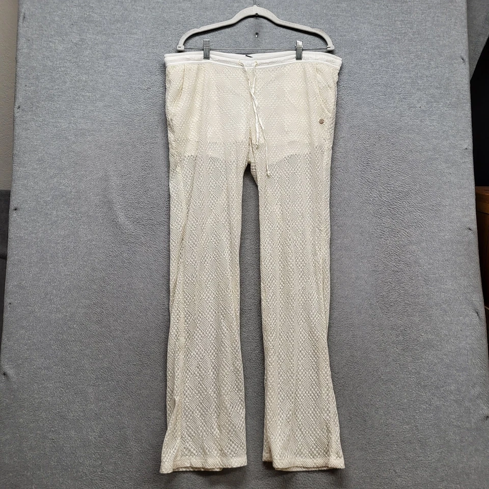 Roxy女式裤子中号白色纹理棉聚酰胺休闲33英寸内缝衬里 — 第 1/4 张图片