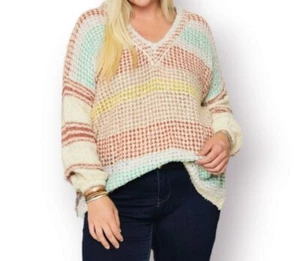 Adora Rory Striped Colorblock Pullover Sweater Women's Size S/M - Picture 1 of 10