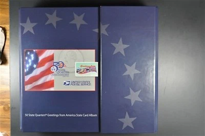 50 State Quarters Greetings from America State Card Album + Stamps 1999 -2007 - Image 1 of 4