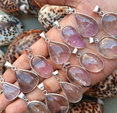 Pingentes de moldura folheados a prata esterlina 925 com pedra preciosa de ametista natural atacado - Imagem 1 de 3