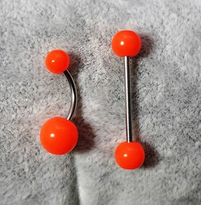 PIERCING OMBELICO + LINGUA NAVEL BELLY BARS + TONGUE BAR 316L SURGICAL STEEL H - Imagen 1 de 1